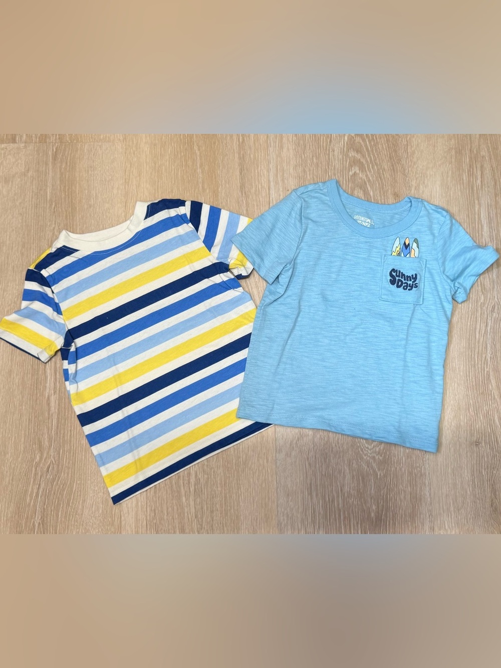 Kids Blue Stripe & Solid Light Blue Tee Set